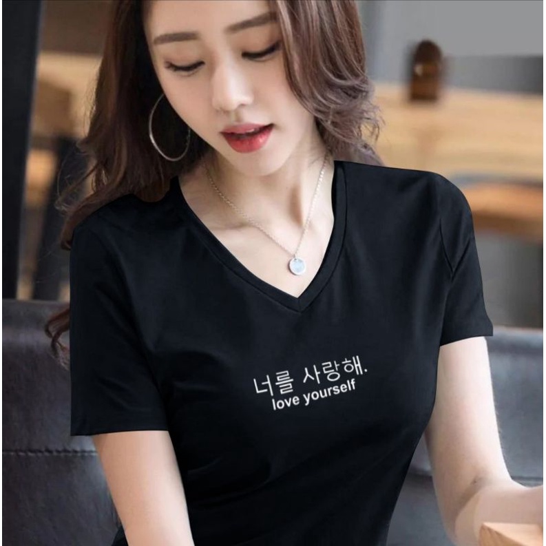 BAJU KAOS V NECK ATASAN WANITA/KAOS ATASAN WANITA/KAOS SPANDEK LEMBUT