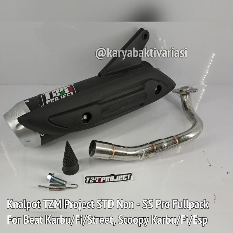 KNALPOT TZM PROJECT STD NON - SS FULLPACK FOR BEAT KARBU/FI/ESP/POP/STREET, SCOOPY KARBU/FI/STREET/E