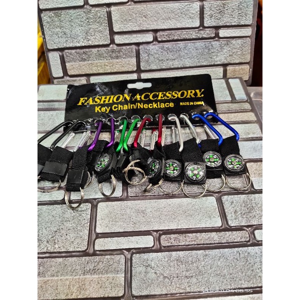 Grosir!!! Gantungan Kunci Carrabiner Kompas Lusinan Isi 12 pcs
