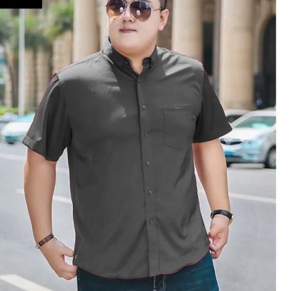 HEM KAESANG KEMEJA PRIA BIGSIZE LENGAN PENDEK KEMEJA COWOK POLOS XXL - Putih, XXL