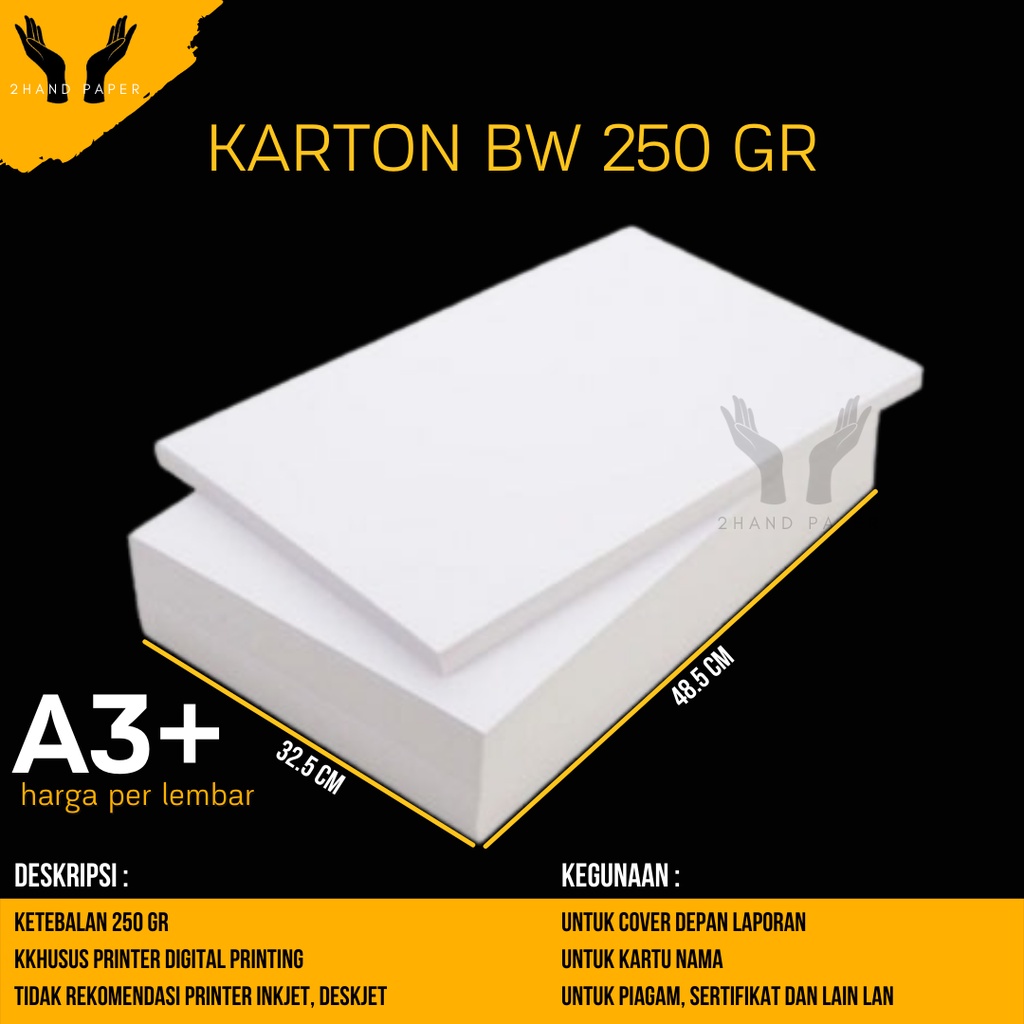 

Kertas Karton BW A3 Plus isi 1 lembar / Kertas BW 250gsm