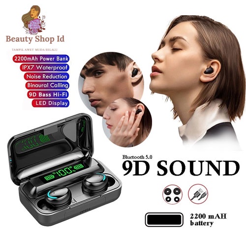 Beauty Jaya - Headset Bluetooth Wireless TWS 5.0 Full Bas Jernih Batre  2200 mAH TWS Wireless 9D HIFI Stereo