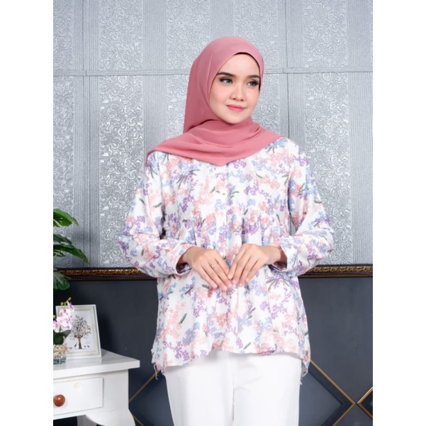 PROMO BLOUSE RAYON PREMIUM || BLOUSE RAYON ADEM BLUS MOTIF BUNGA|| ATASAN RAYON MODERN