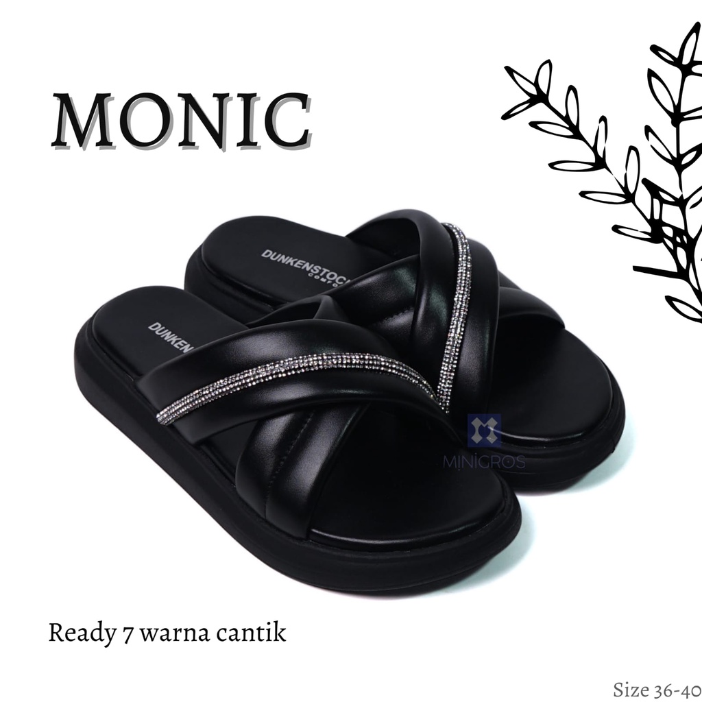 Dunkenstock MONIC Sandal Wedges Wanita Kekinian Sendal Slop Cewek Casual Hak Platform Terbaru