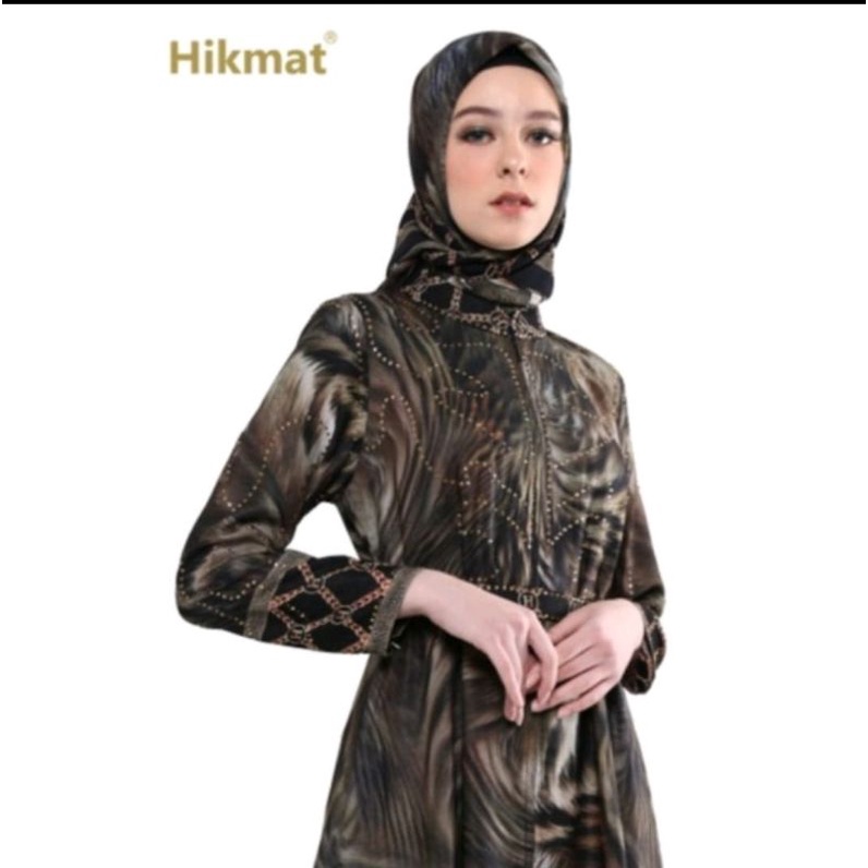 New Abaya Hikmat A3870-03 Brown & Green