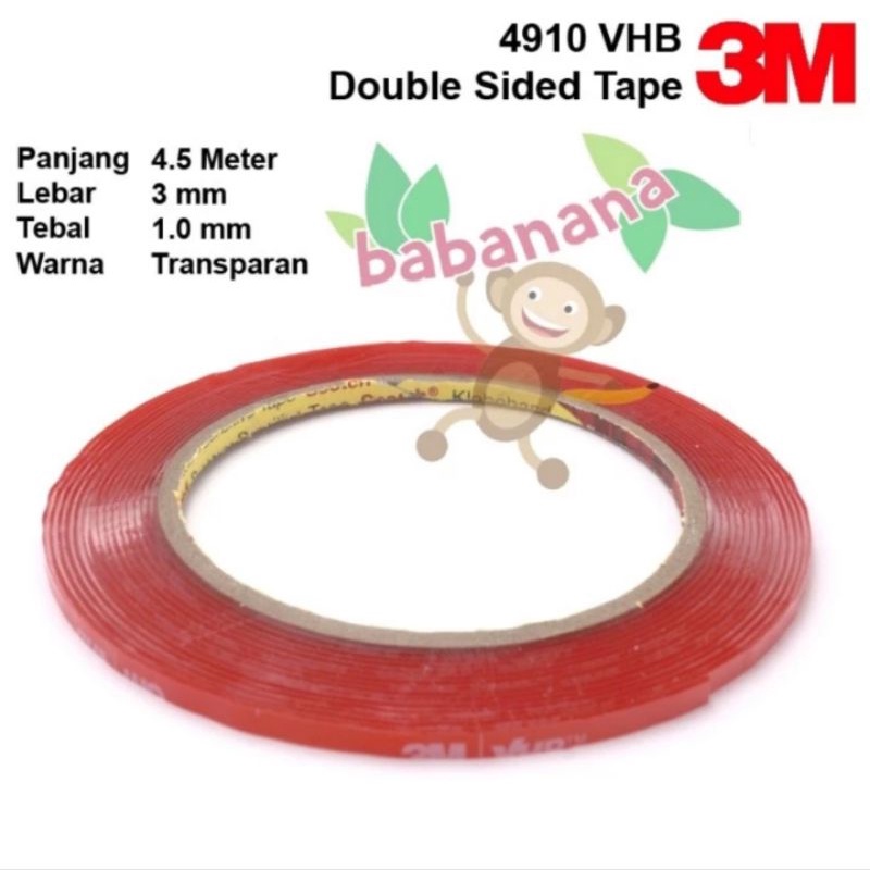 Double Tape 3M 4910 VHB Transparan double sided 4.5M x 3mm x 1.0mm