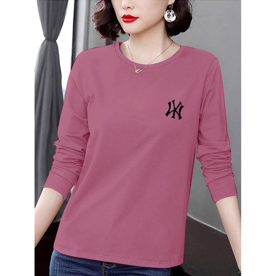 DL88 I BAJU TRENDY LOGO NY WANITA TERBARU-KAOS DISTRO CEWEK LENGAN PANJANG TERLARIS MASA KINI