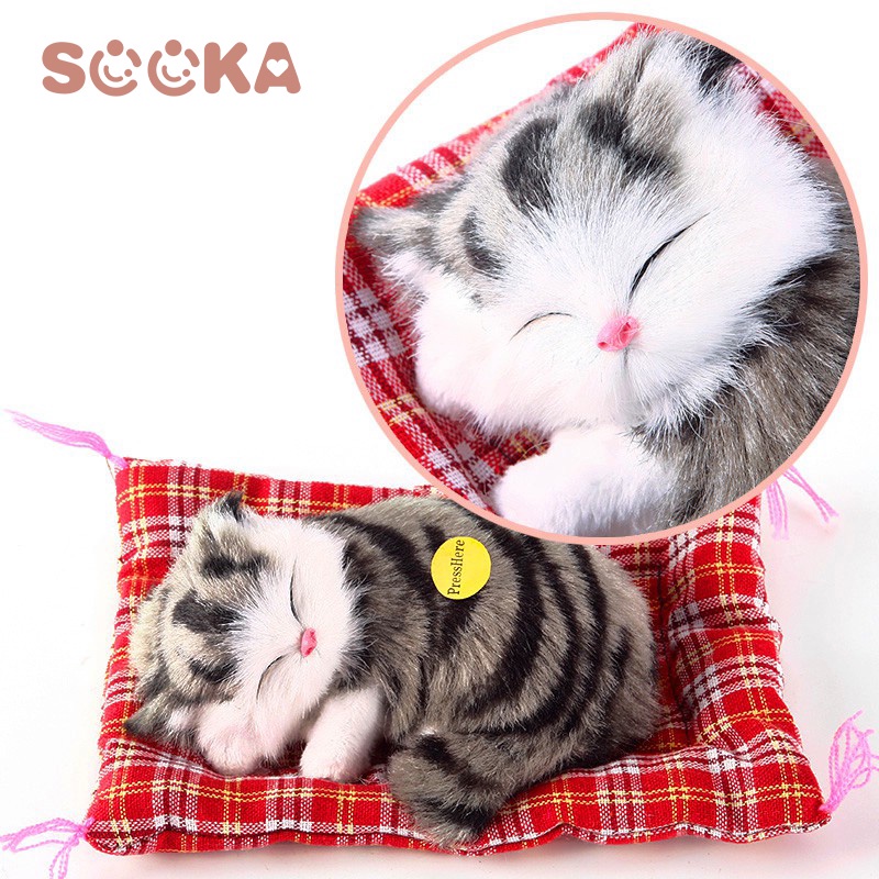 SOOKA Boneka Plush Simulasi Kucing Tidur Mini Dengan Suara SK-GDH1056