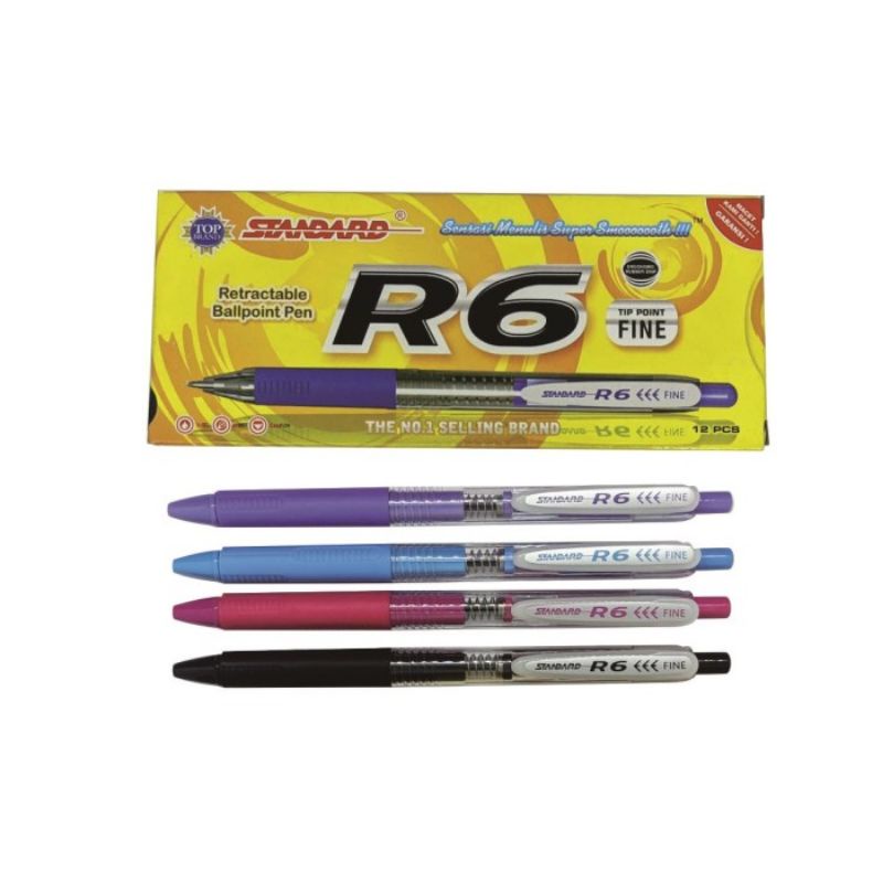 

Pulpen R6 Hitam Standard Isi 12 Pcs