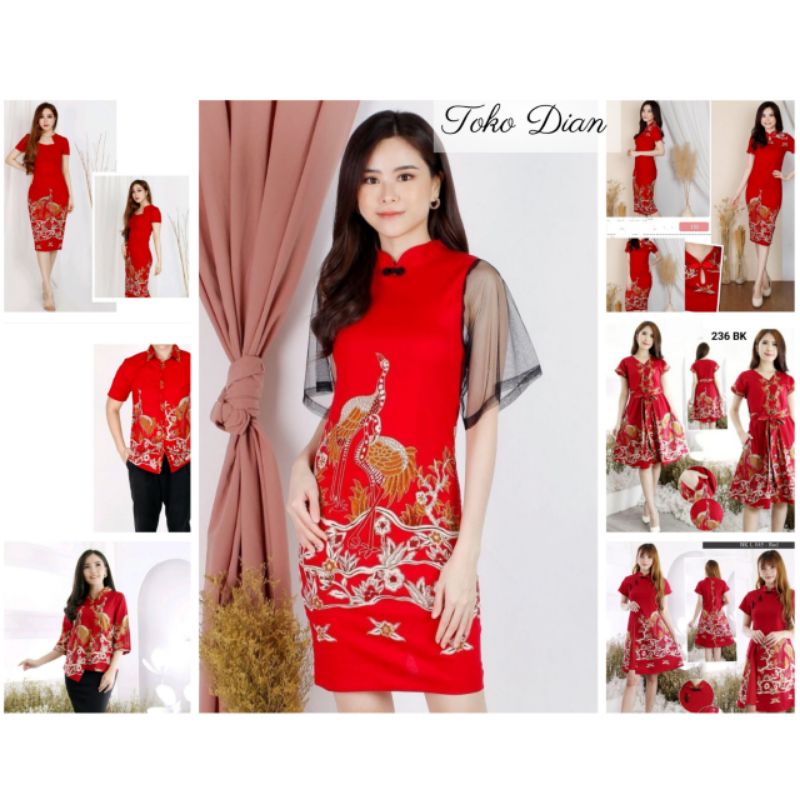 Jual Koleksi Seragam Batik Cheongsam Couple Bangau Merah Shopee Indonesia 