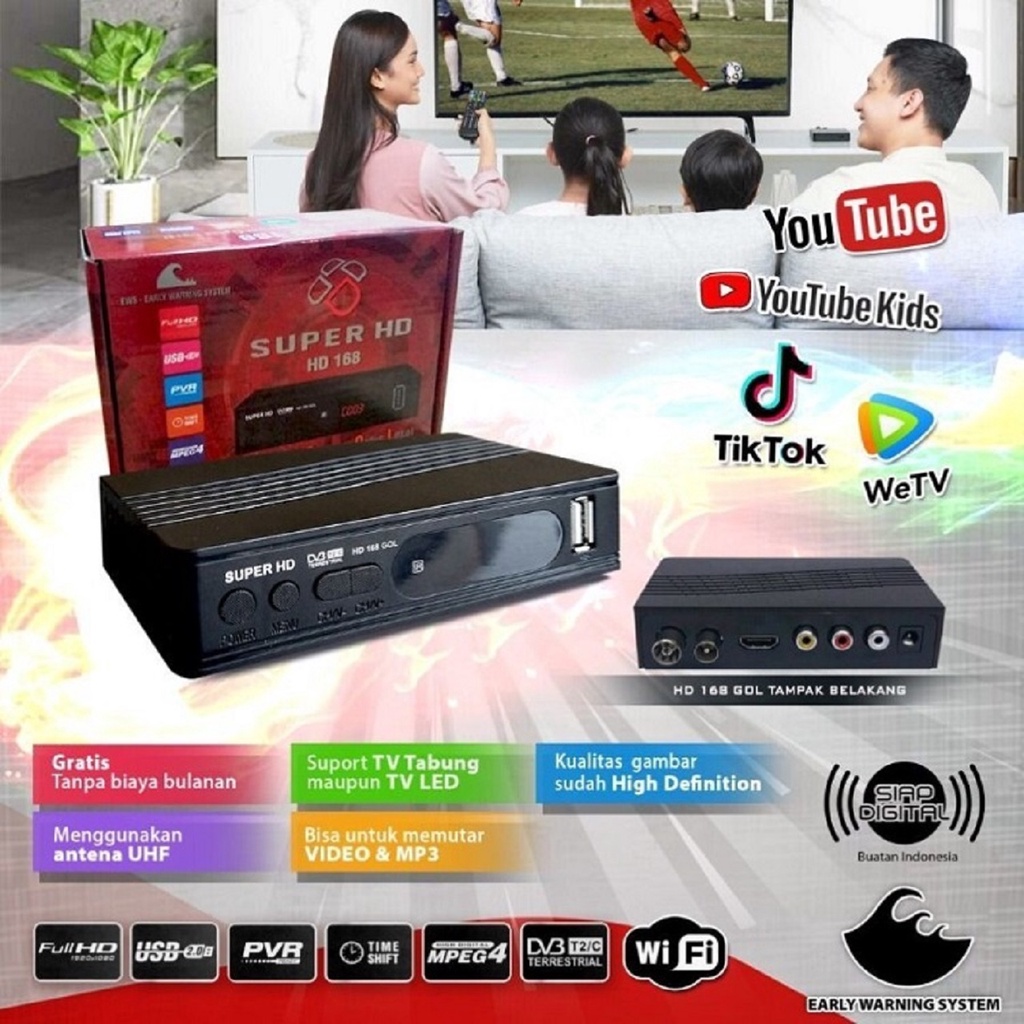 SET TOP BOX DVBT2 SUPER HD 168 OPTUS UNTUK SIARAN TV DIGITAL