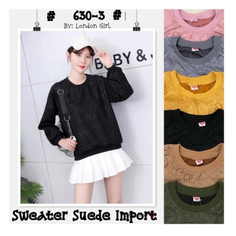 Sweater Oversize 630-3 Sweater Suede Import Wanita / Sweater Wanita / Sweater Motif