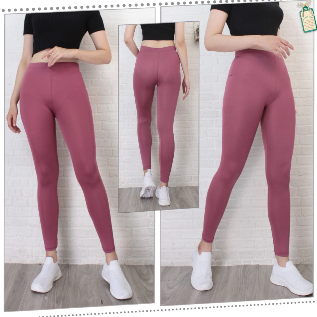 Leging Wanita Dewasa Panjang - Lejing Wanita Tebal -  Celana Legging Panjang Wanita Legging Dewasa Leging Polos-DUSTY PINK TUA