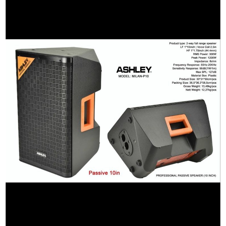 speaker ashley milan p10 p 10 10inch speaker pasif passive