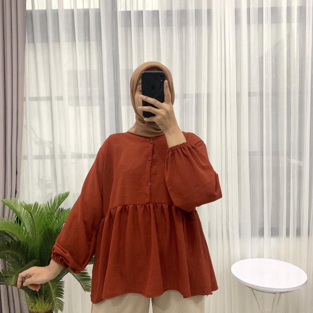 grosir_solo || ARINA PEPLUM BLOUSE AIRFLOW CRINKLE AIRFLOW / RAISA BLOUSE POLOS / RANIA BLOUSE CRINKLE JUMBO