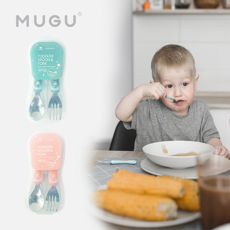 MUGU MURAH TOODLER / SENSORIC SPOON AND FORK SENDOK DAN GARPU MAKAN BAYI ANAK