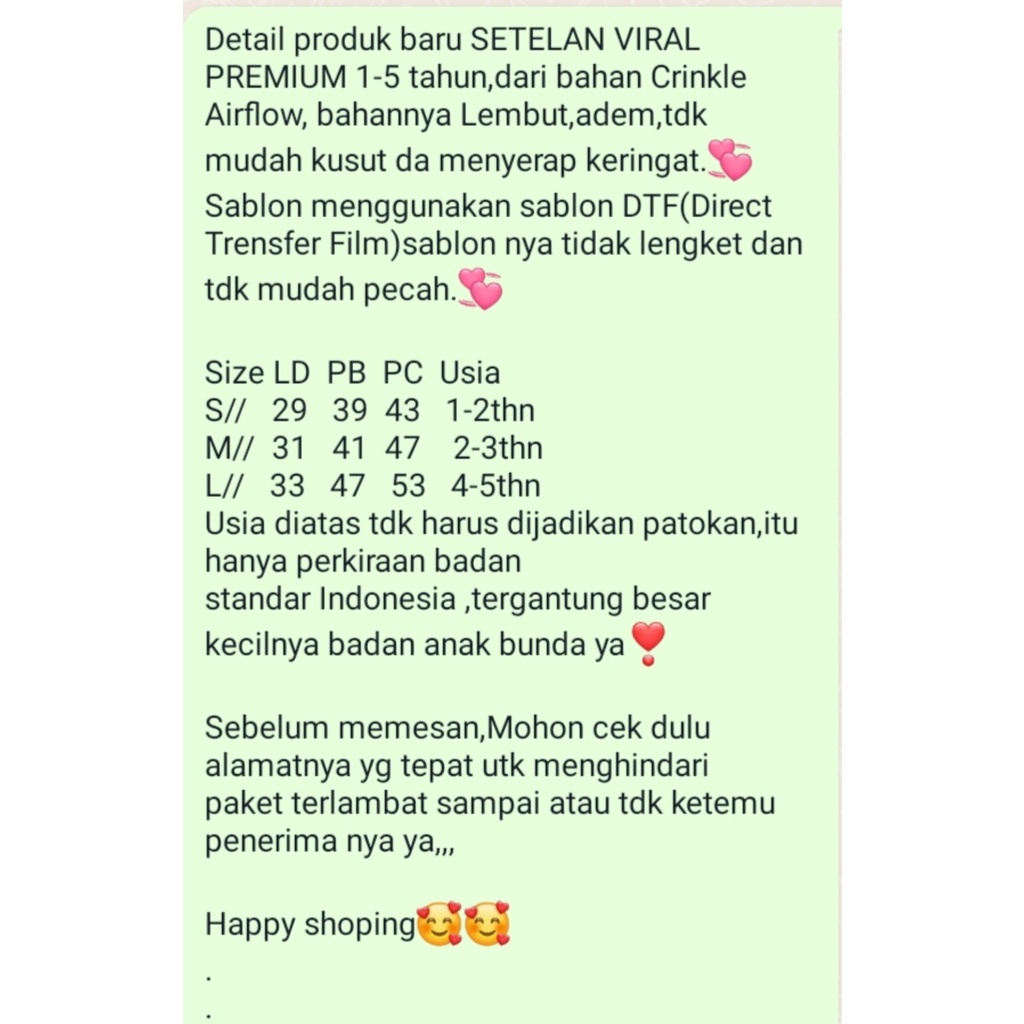 ONE SET VIRAL TERBARU ANAK PEREMPUAN USIA 1-5 TAHUN//SETELAN ANAK PEREMPUAN 1-5 TAHUN