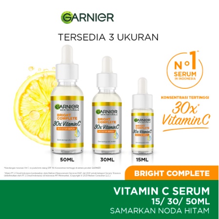 Garnier Bright Complete Vitamin C 30x Booster Serum 15ml / 30ml / 50ml | Overnight light