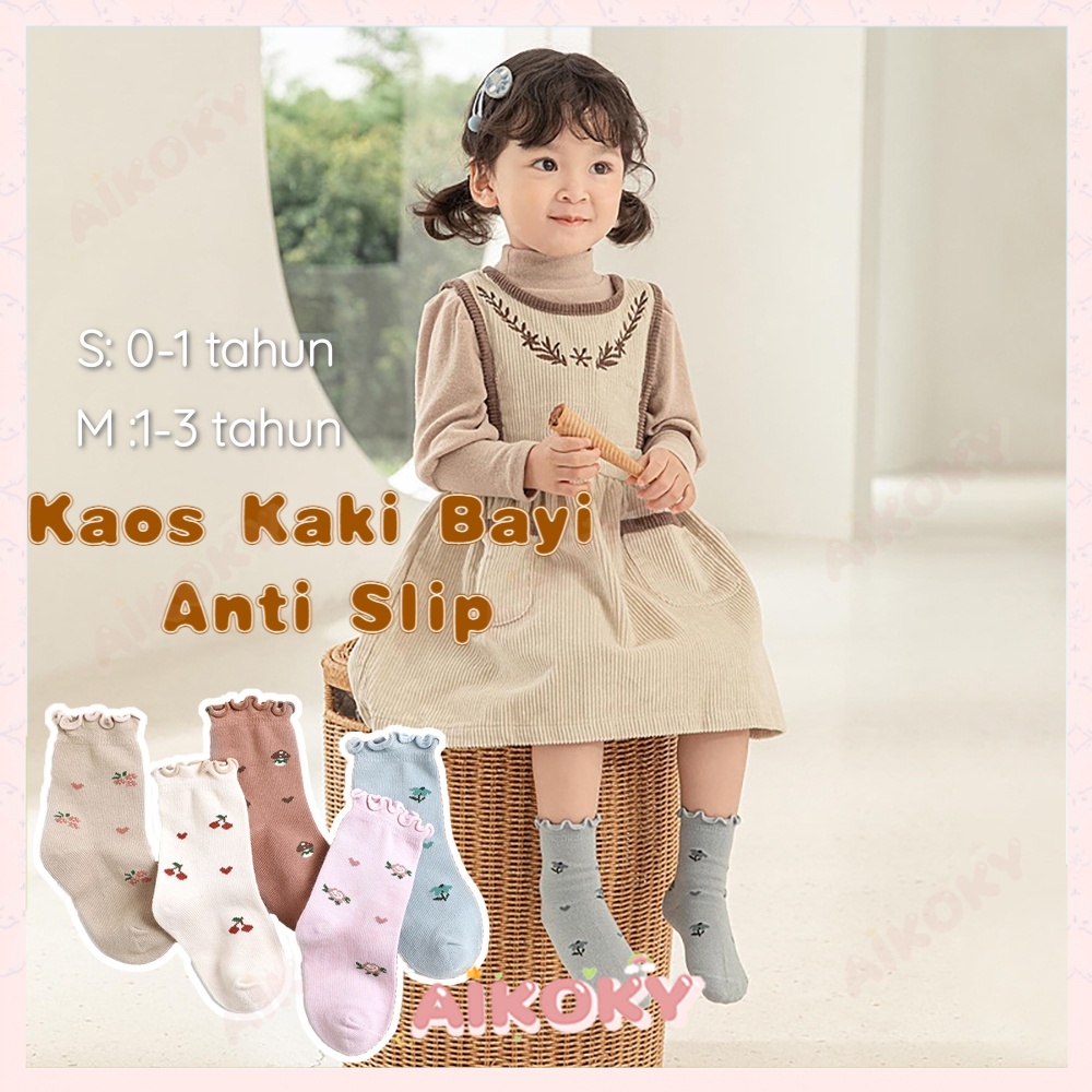 Aikoky Kaos kaki bayi perempuan/Kaus kaki panjang bayi anti slip lucu