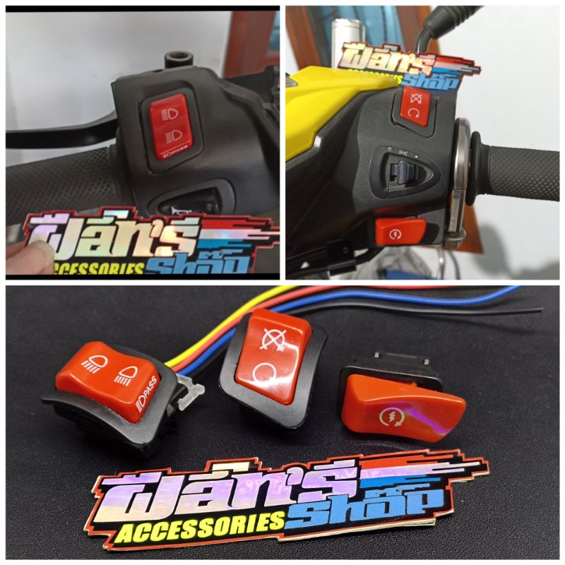 saklar tombol warna merah vietnam pass beam dim dimmer stater starter idling stop beat scoopy vario 