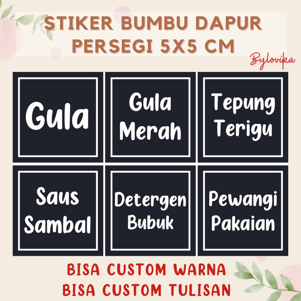 

(TANPA PO) CUSTOM STIKER BUMBU DAPUR PERSEGI KOTAK FONT 4 STICKER LABEL KITCHEN MURAH PANTRY LABELS VYNIL ANTI AIR ANTI MINYAK BISA REQUEST NAMA BEBAS COD DAPUR ESTETIK PENANDA BUMBU GULA GARAM