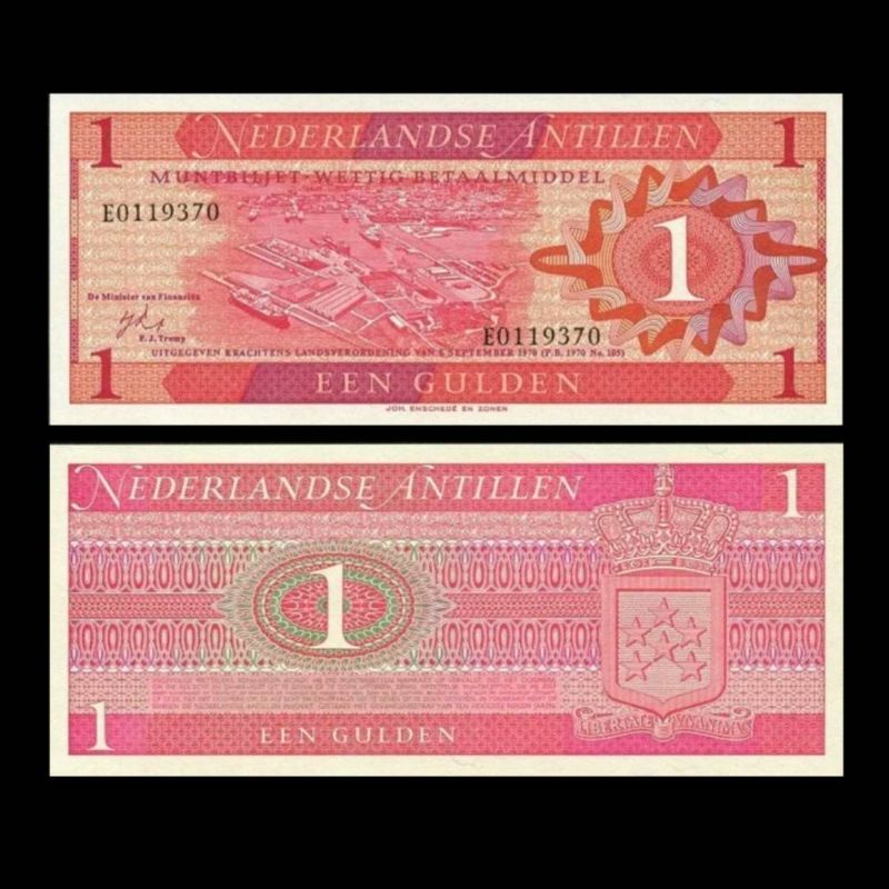 UANG CURACAU NETHERLAND ANTILLES 1 GULDEN 1970 UNC ORIGINAL OLD MONEY