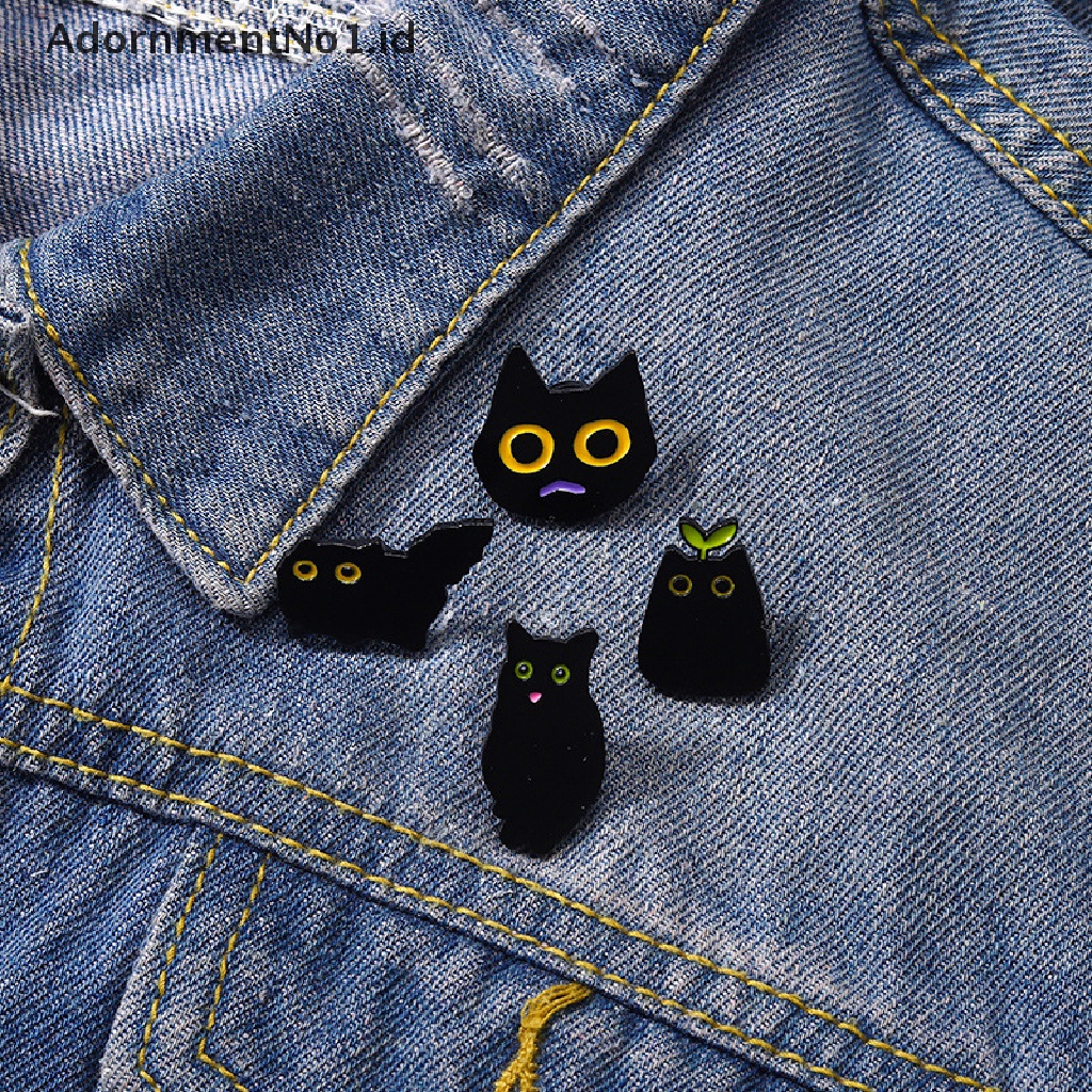 Bros Pin Enamel Bentuk Kartun Hewan Kucing Hitam Kecil Bahan Logam Gaya Punk No1 Untuk Aksesoris