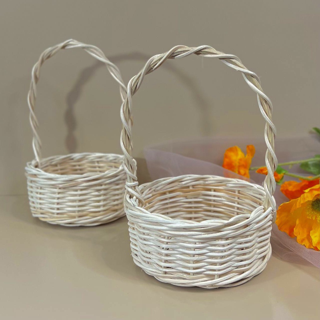 Keranjang Rotan Jinjing - Keranjang Tabur Bunga Kecil - Dekorasi Pernikahan - Keranjinan Anyaman Rot