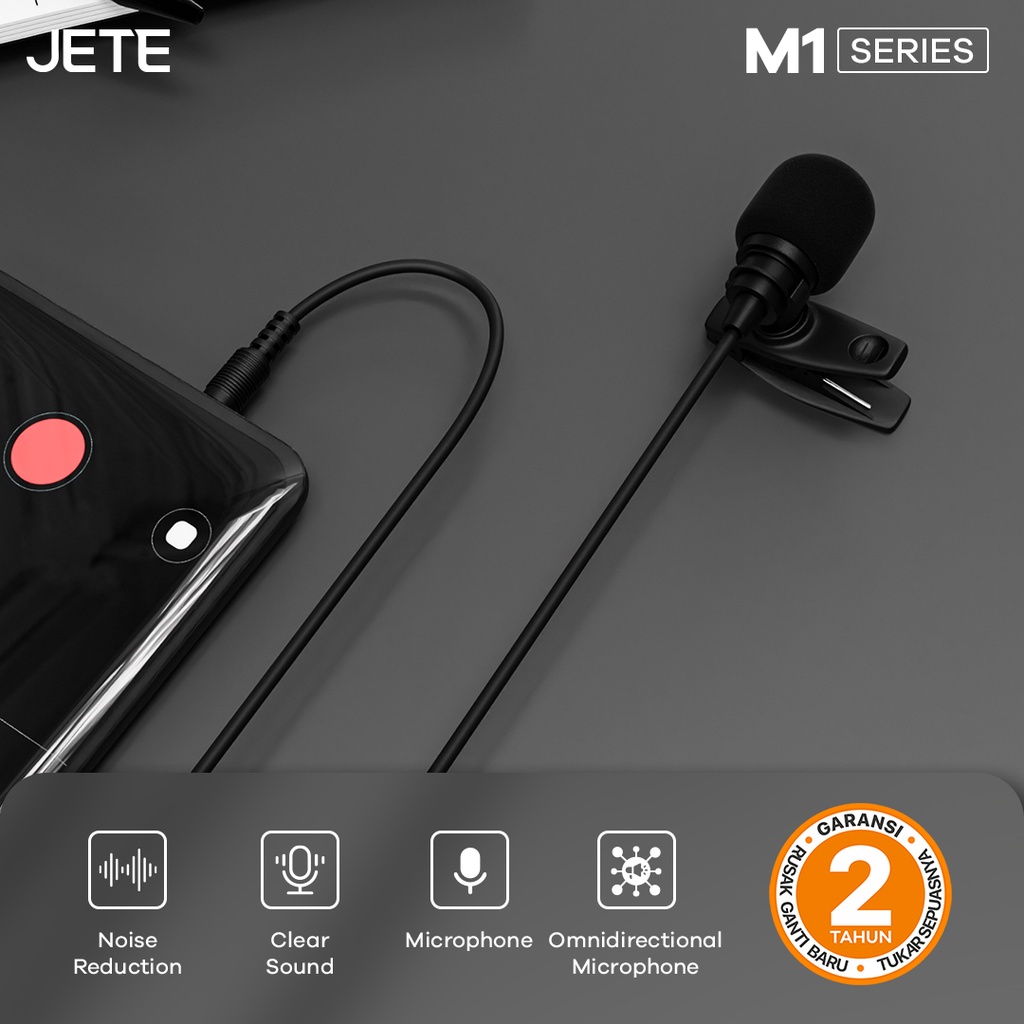 JETE M1 Mic Clip On - Vlogger Clipon Smule Youtuber - Vlog Audio Jack 3.5mm - Microphone Mikrofon