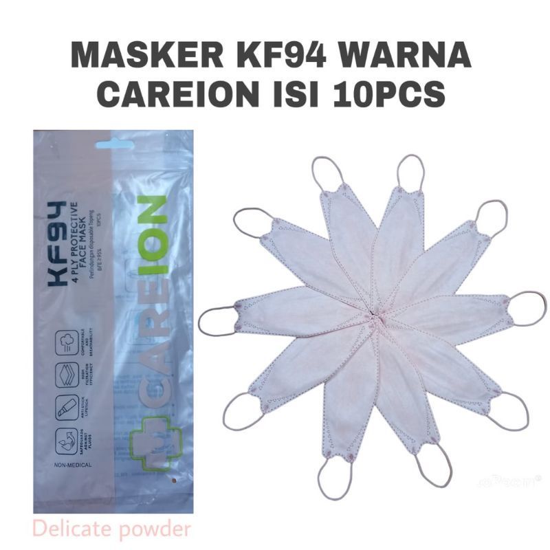 KF94 MASKER FACEMASK MOUSON / CAREION / ONCARE 4PLY ISI 10 PCS WARNA HITAM - PUTIH-DELICATE CAREION/ KF
