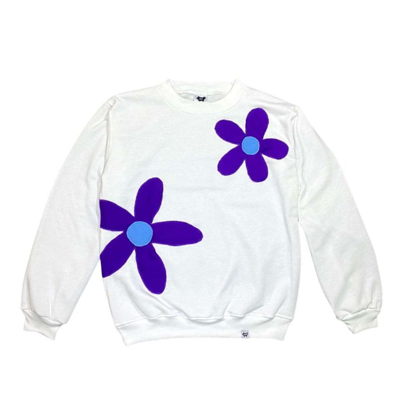SWEATSHIRT IMS REWORKED WHITE TWO FLOWER