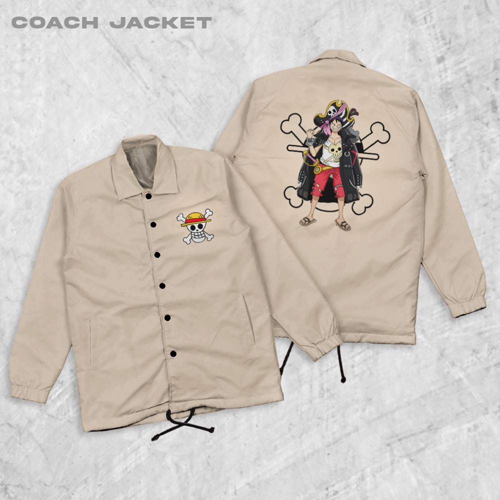 Fortglass One Piece Luffy Red Coach Jaket Polos Pria Jaket Parasut Unisex