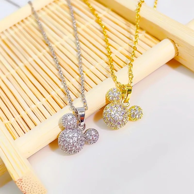 Kalung titanium liontin miki permata anti karat