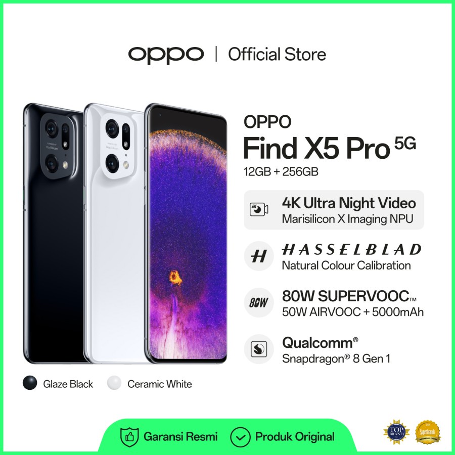 OPPO FIND X5 PRO 5G Smartphone 12GB/256GB (Garansi Resmi)