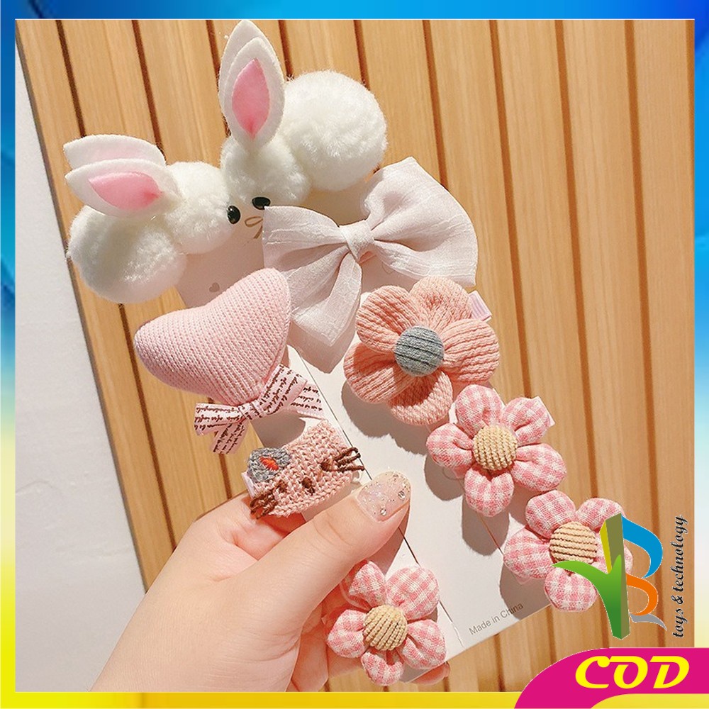 RB-C323 Jepit Rambut Anak Ala Korea 9IN1 / Aksesoris Jepitan Rambut Pita Anak Perempuan / Jepit Rambut Karakter Kelinci / Korean Hair Clip