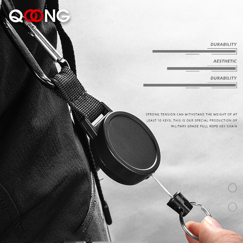 

Gantungan Kunci Retractable Carabiner Steel Wire / ID Card Name Card