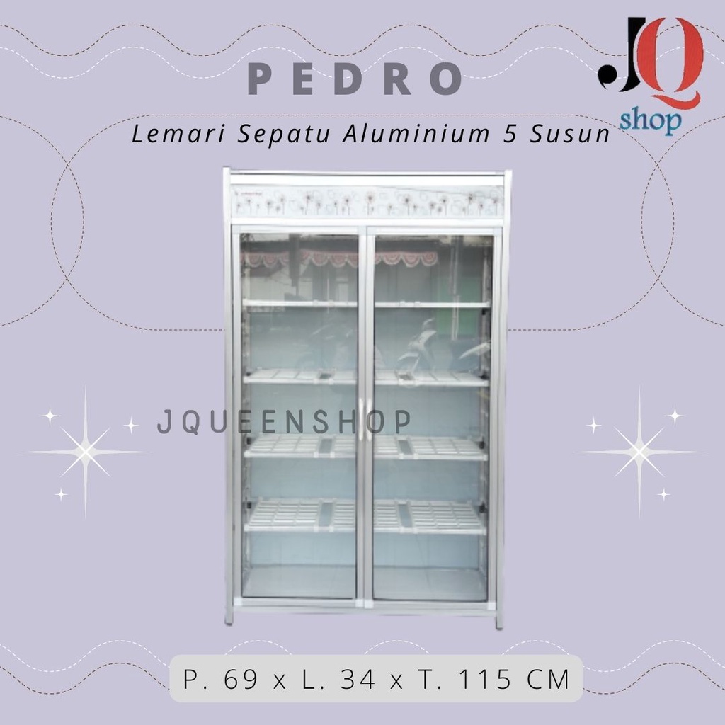 PEDRO - Lemari Rak Sepatu Aluminium 5 Susun