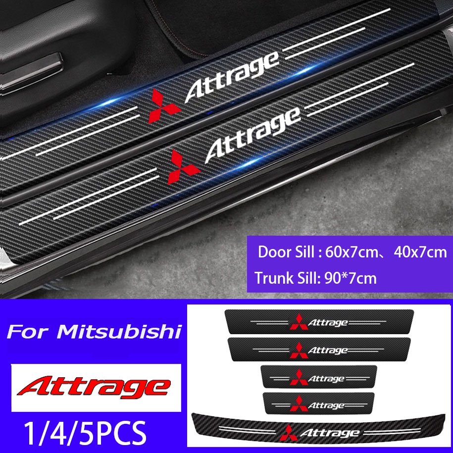 Stiker Pelindung Pintu Mobil Bahan Kulit Serat Karbon Anti Gores Untuk Mitsubishi Attrage RalliArt