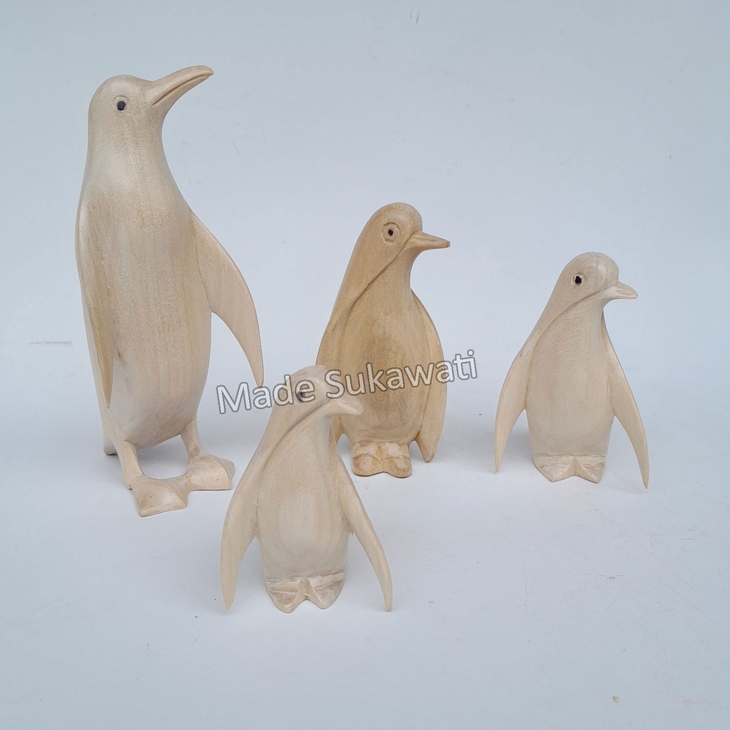 Kerajinan patung kayu Pinguin Penguin mini handmade ukiran bali