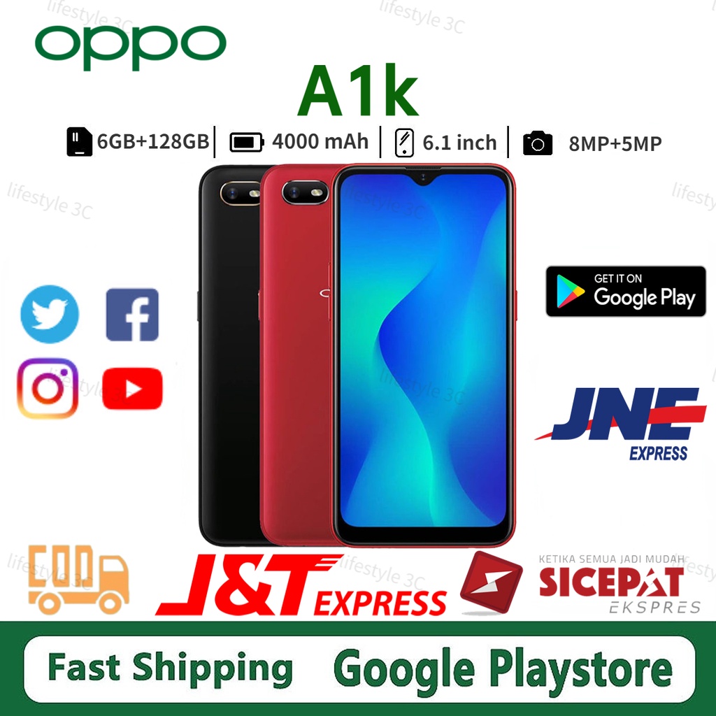 HP OPPO A1k RAM 6/128GB 6.1Inches Baru Smartphone Garansi 1 Tahun