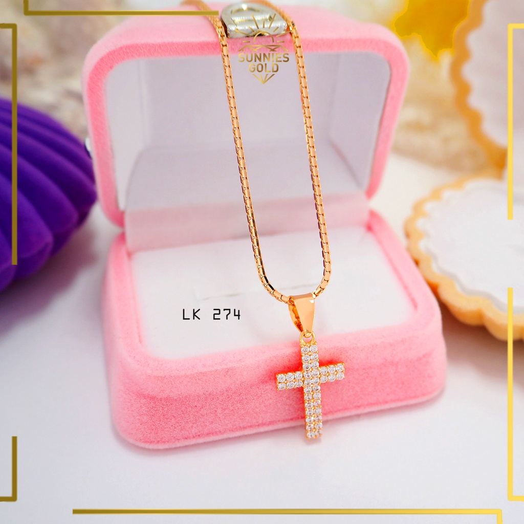 LIONTIN EMAS ASLI KADAR 300 (6k) & 375 (8K) LIONTIN SALIB CASUAL LADY SIMPLE ELEGAN LIMITED EDITION 