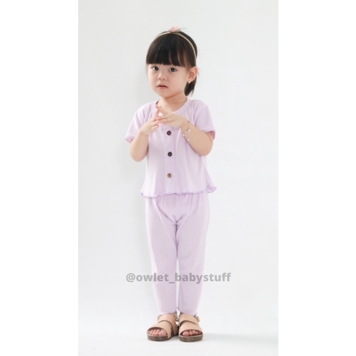 Owlet - setelan anak perempuan / setelan kancing / baju anak perempuan / setelan celana panjang