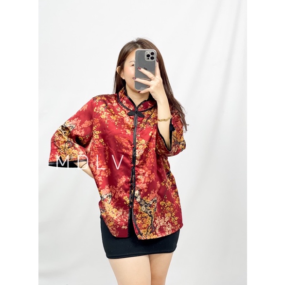 MDLV ~ 0108# CNY Wealthy Cheongsam Blouse Silk Satin Import