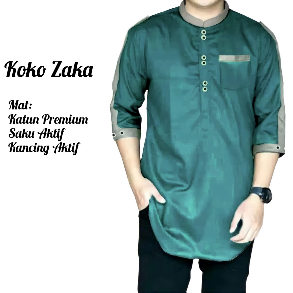 Baju Koko Kurta Zaka Busana Muslim Pria Dewasa 3/4 Pakaian Atasan Katun TOYOBO PREMIUM Size M.L.XL