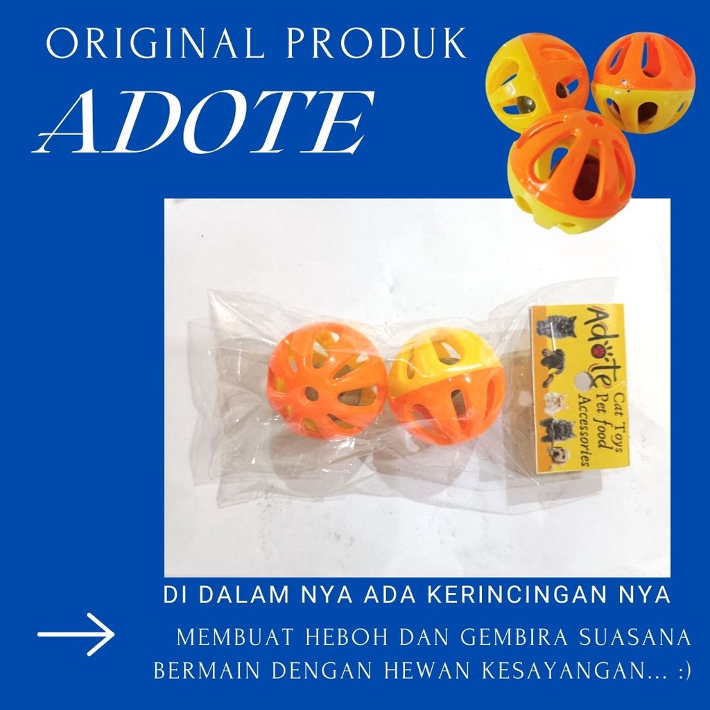 Mainan Kucing - Bola Lonceng Adote Original 2pcs FEZONE