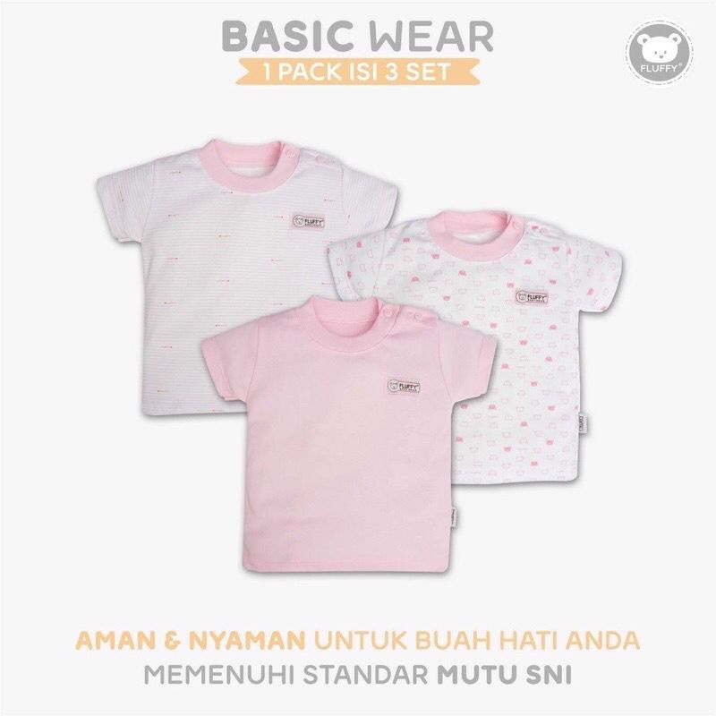 Baju bayi dan anak baju pendek celana pendek Fluffy Baby/ Setelan oblong Fluffy SML