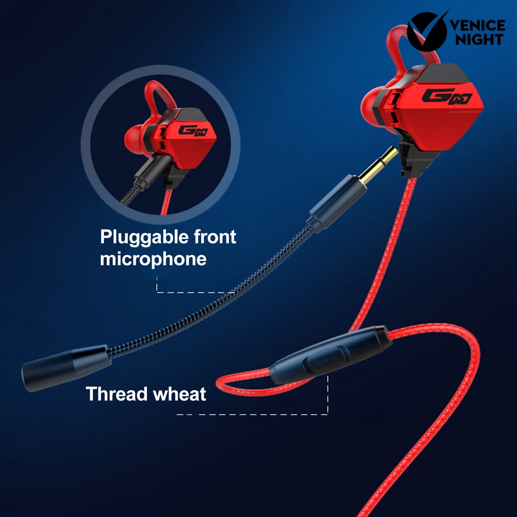 (VNEP) (Berkabel) G10 Earphone High Fidelity Intelligent Noise Cancelling Ergonomis 3.5mm In-ear Surround Gaming Earbud untuk Panggilan