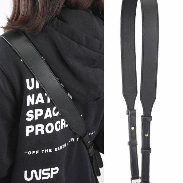 MK Ajustable Leather Bag Strap Two One Strap Tali Tas Panjang Pendek - Merah+Hitam