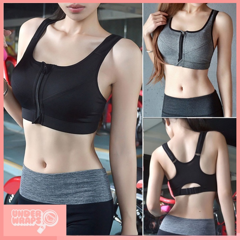 Elastisitas Yoga bra Push Up Shockproof Sports Bra Running bra Sport Bra Wanita Zip Depan 801