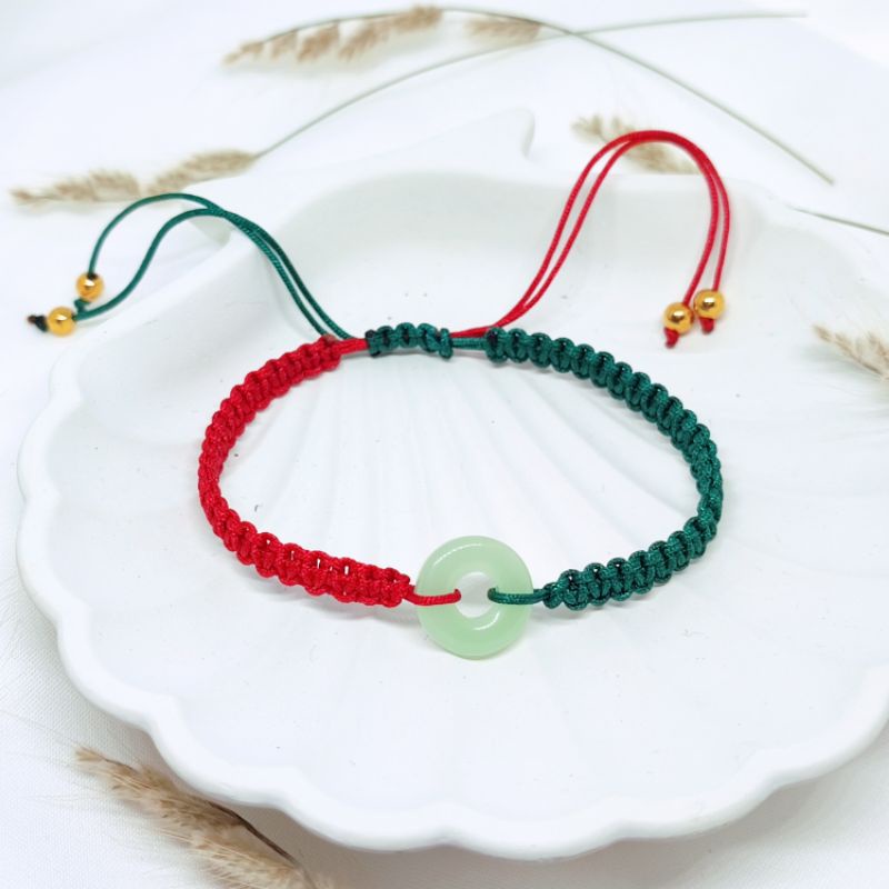 B209- Gelang tangan keberuntungan / gelang tangan tali merah hijau/ gelang chinese / gelang tali cin
